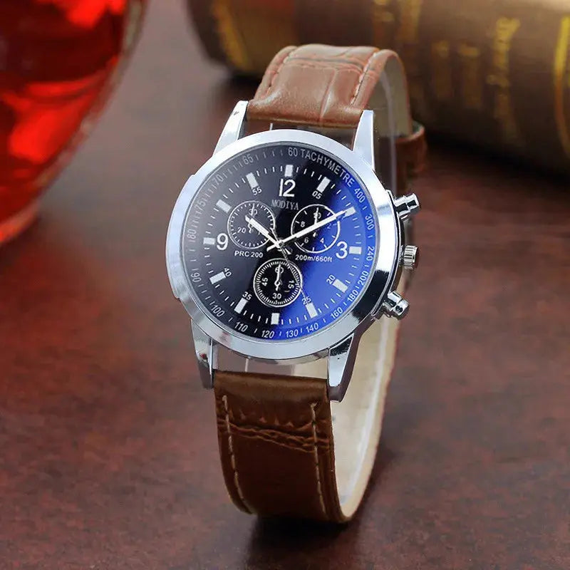 Homme Montre à Quartz Chronographe avec Bracelet Imitation Cuir