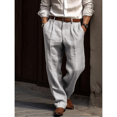 Homme Pantalon à Plis Regular Fit avec Passants de Ceinture