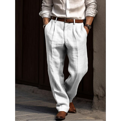 Homme Pantalon à Plis Regular Fit avec Passants de Ceinture