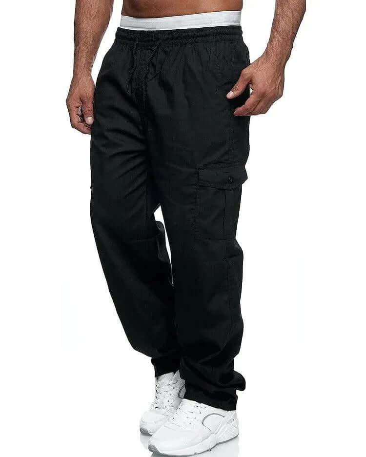 Homme Pantalon Cargo Ample avec Taille Élastique et Poches Latérales