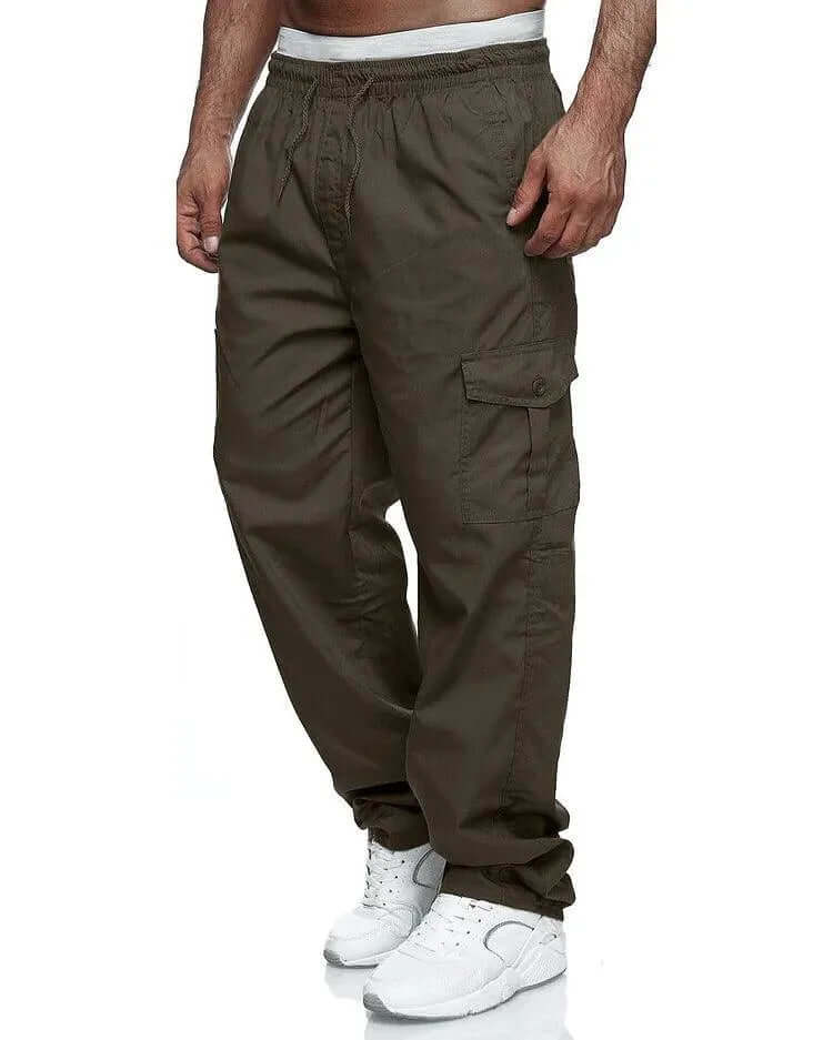 Homme Pantalon Cargo Ample avec Taille Élastique et Poches Latérales