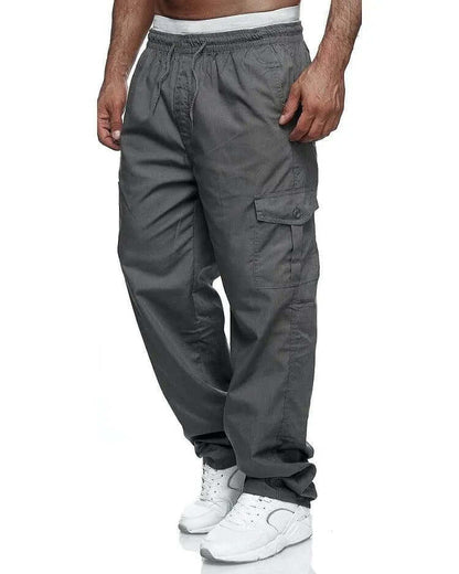 Homme Pantalon Cargo Ample avec Taille Élastique et Poches Latérales