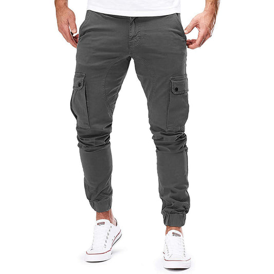 Homme Pantalon Cargo Jogger Slim avec Poches Latérales et Chevilles Élastiquées