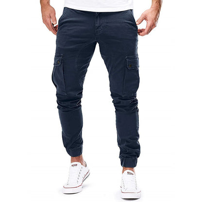 Homme Pantalon Cargo Jogger Slim avec Poches Latérales et Chevilles Élastiquées