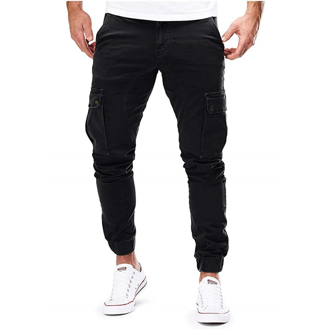 Homme Pantalon Cargo Jogger Slim avec Poches Latérales et Chevilles Élastiquées