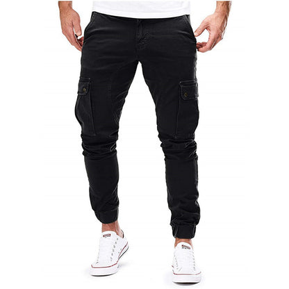 Homme Pantalon Cargo Jogger Slim avec Poches Latérales et Chevilles Élastiquées