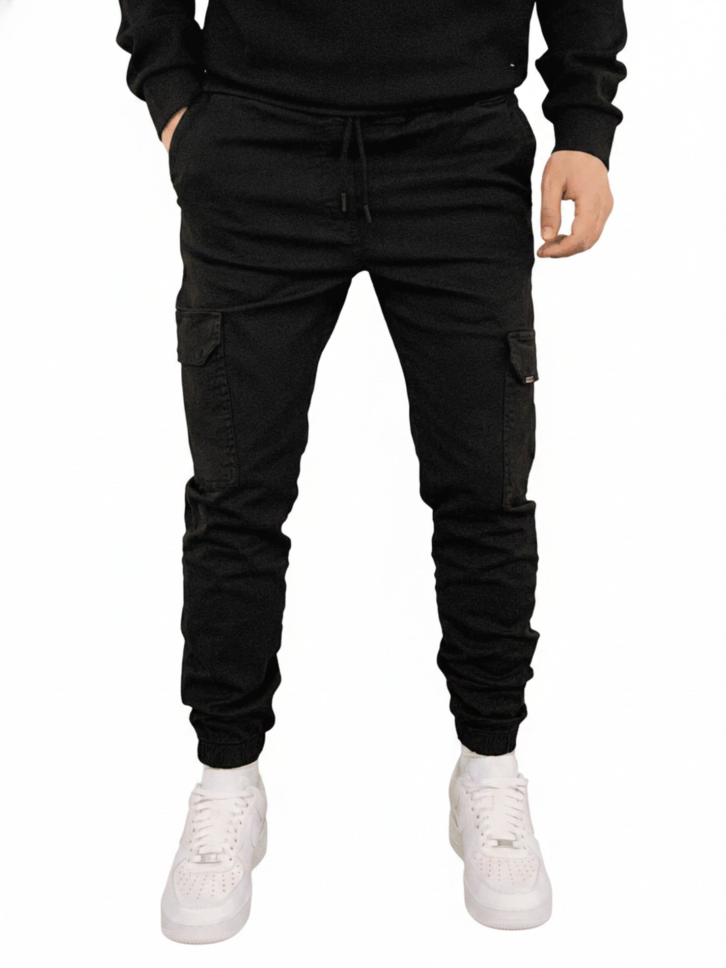 Homme Pantalon Cargo Jogger Slim avec Poches Latérales et Cordon