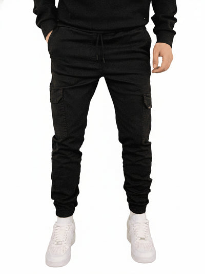 Homme Pantalon Cargo Jogger Slim avec Poches Latérales et Cordon