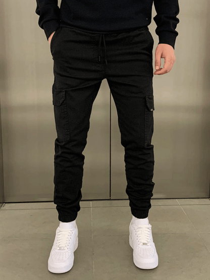 Homme Pantalon Cargo Jogger Slim avec Poches Latérales et Cordon
