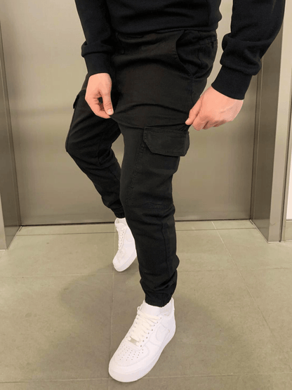 Homme Pantalon Cargo Jogger Slim avec Poches Latérales et Cordon