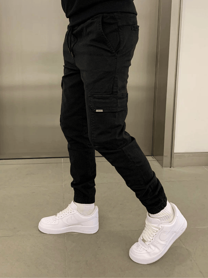 Homme Pantalon Cargo Jogger Slim avec Poches Latérales et Cordon
