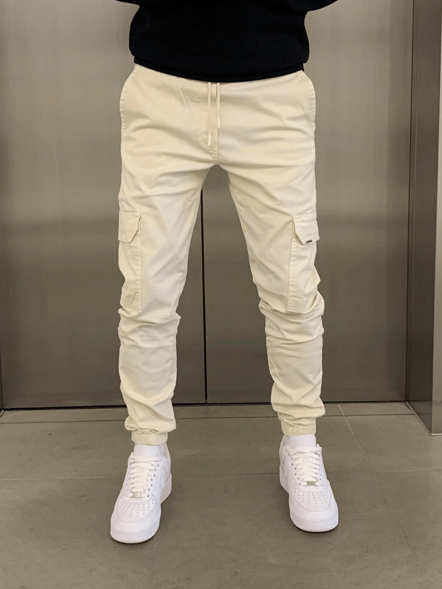Homme Pantalon Cargo Jogger Slim avec Poches Latérales et Cordon