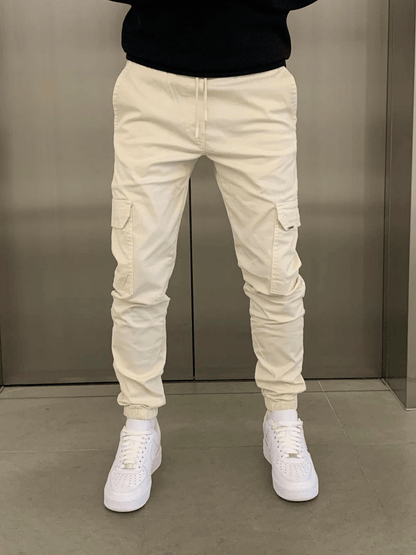 Homme Pantalon Cargo Jogger Slim avec Poches Latérales et Cordon