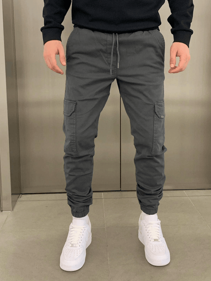 Homme Pantalon Cargo Jogger Slim avec Poches Latérales et Cordon