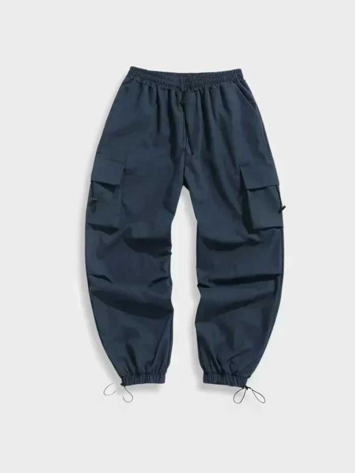 Homme Pantalon Cargo Large avec Ceinture Élastique et Chevilles Ajustables
