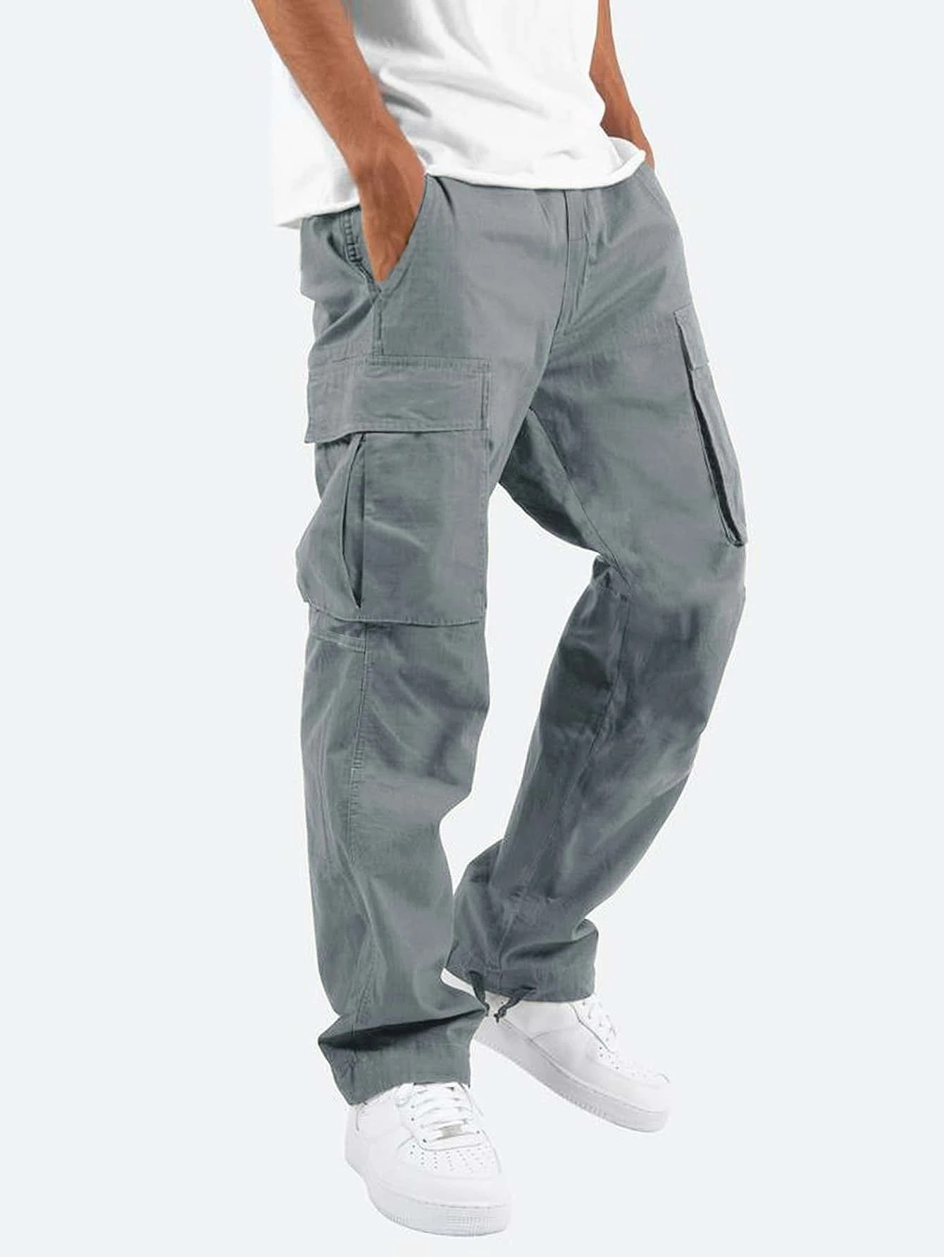 Homme Pantalon Cargo Longue Coupe Décontractée avec Poches Latérales
