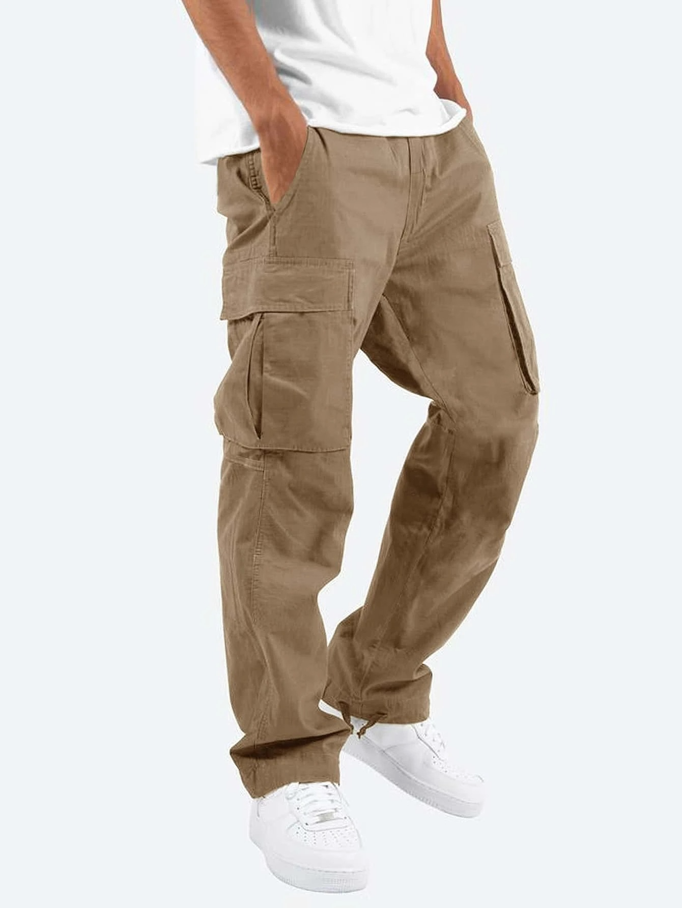 Homme Pantalon Cargo Longue Coupe Décontractée avec Poches Latérales