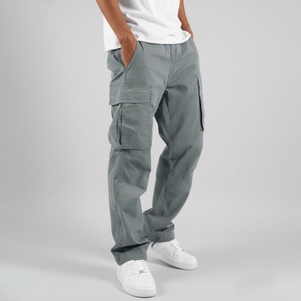 Homme Pantalon Cargo Relaxed Fit avec Poches Latérales
