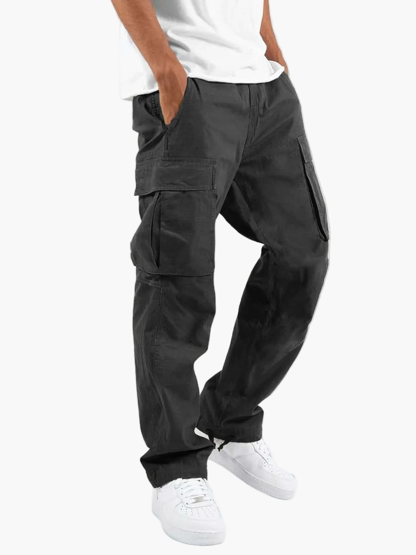 Homme Pantalon Cargo Relaxed Fit avec Poches Latérales