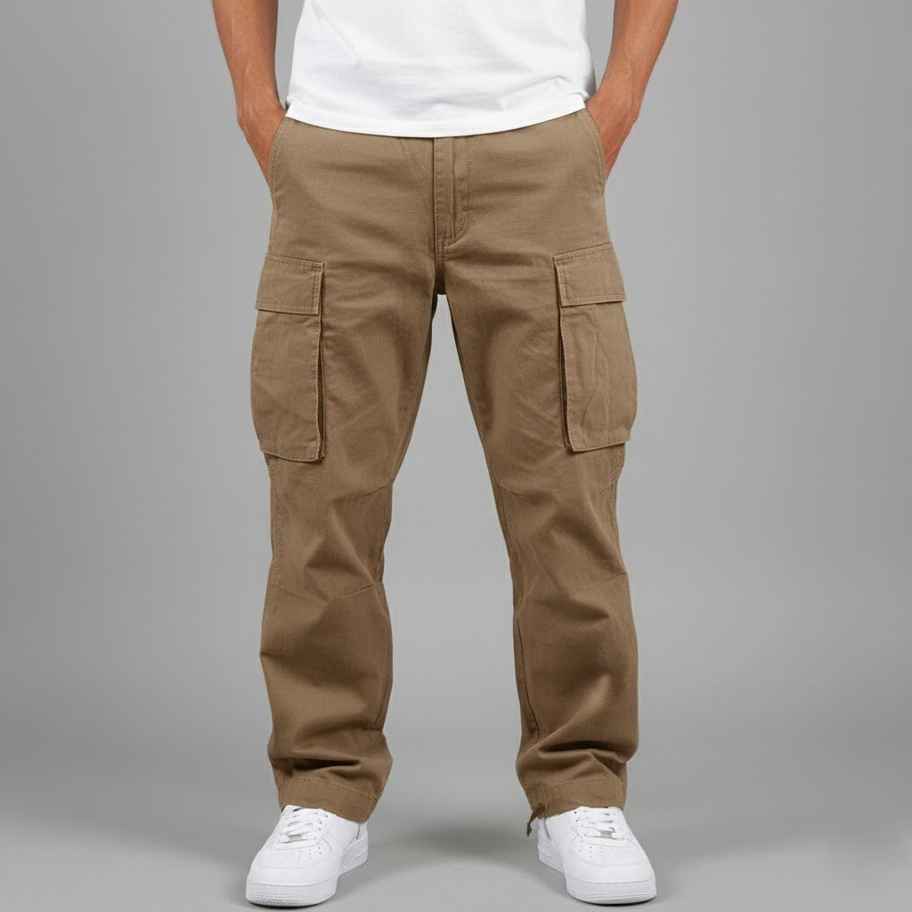 Homme Pantalon Cargo Relaxed Fit avec Poches Latérales