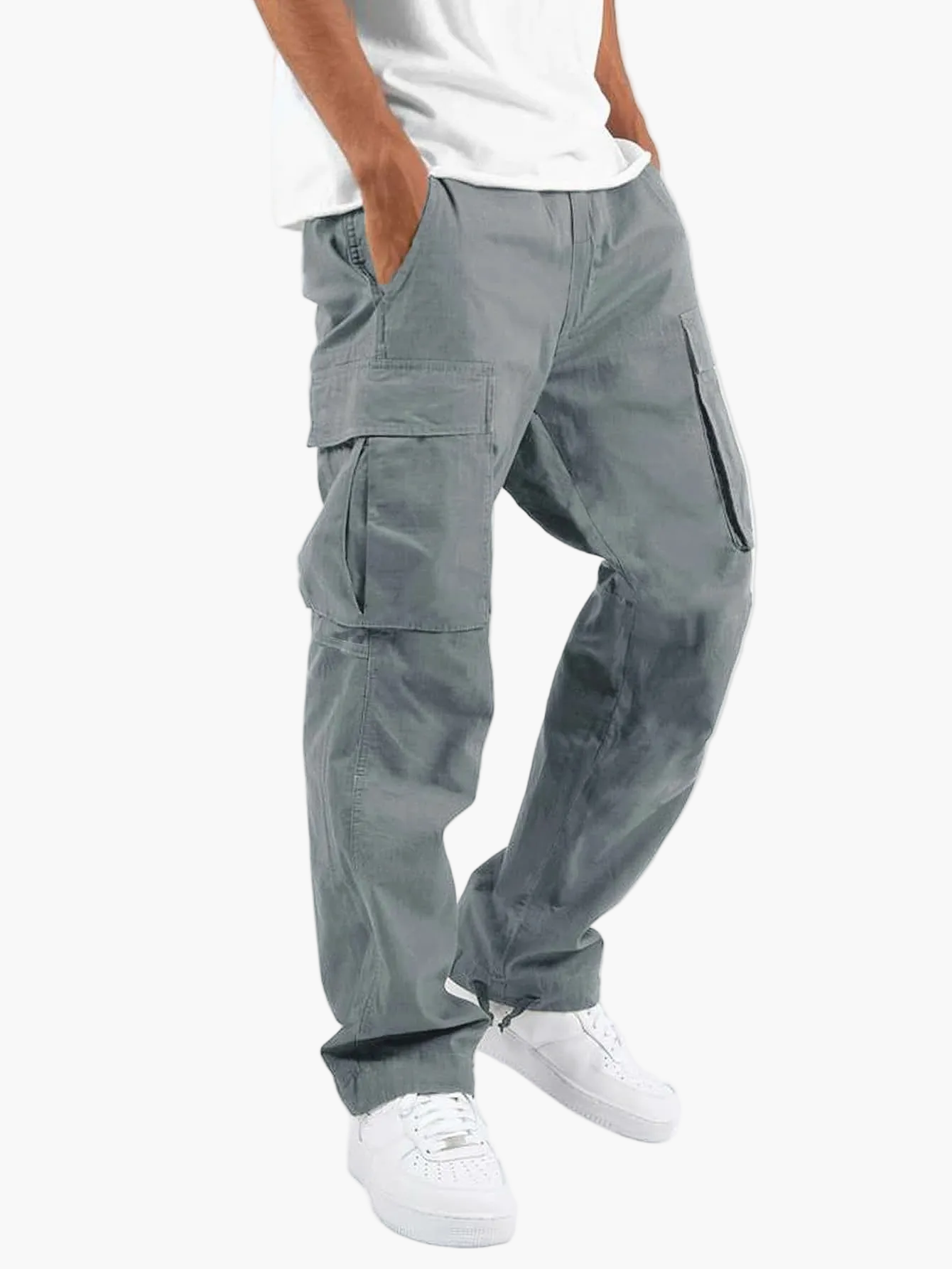 Homme Pantalon Cargo Relaxed Fit avec Poches Latérales