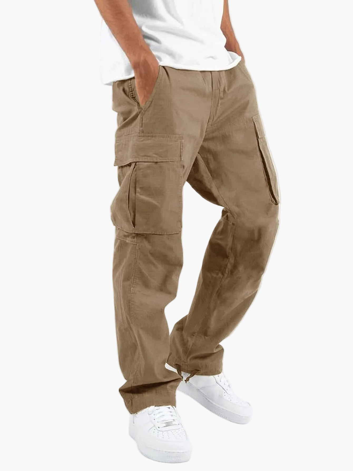Homme Pantalon Cargo Relaxed Fit avec Poches Latérales