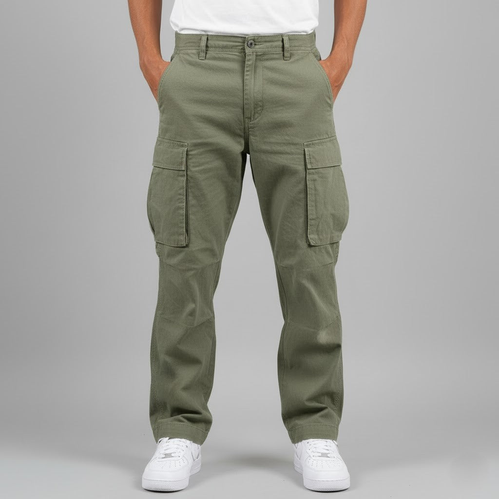 Homme Pantalon Cargo Relaxed Fit avec Poches Latérales