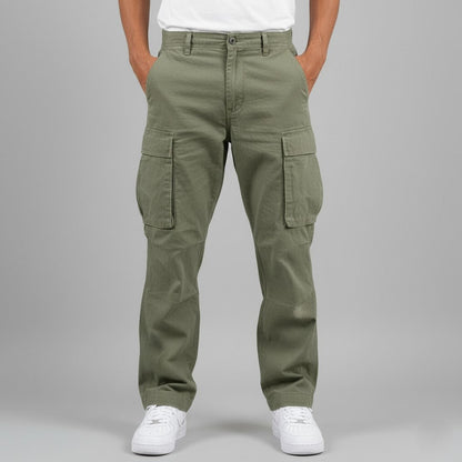 Homme Pantalon Cargo Relaxed Fit avec Poches Latérales