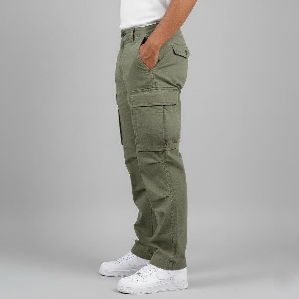 Homme Pantalon Cargo Relaxed Fit avec Poches Latérales