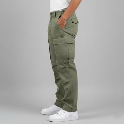 Homme Pantalon Cargo Relaxed Fit avec Poches Latérales