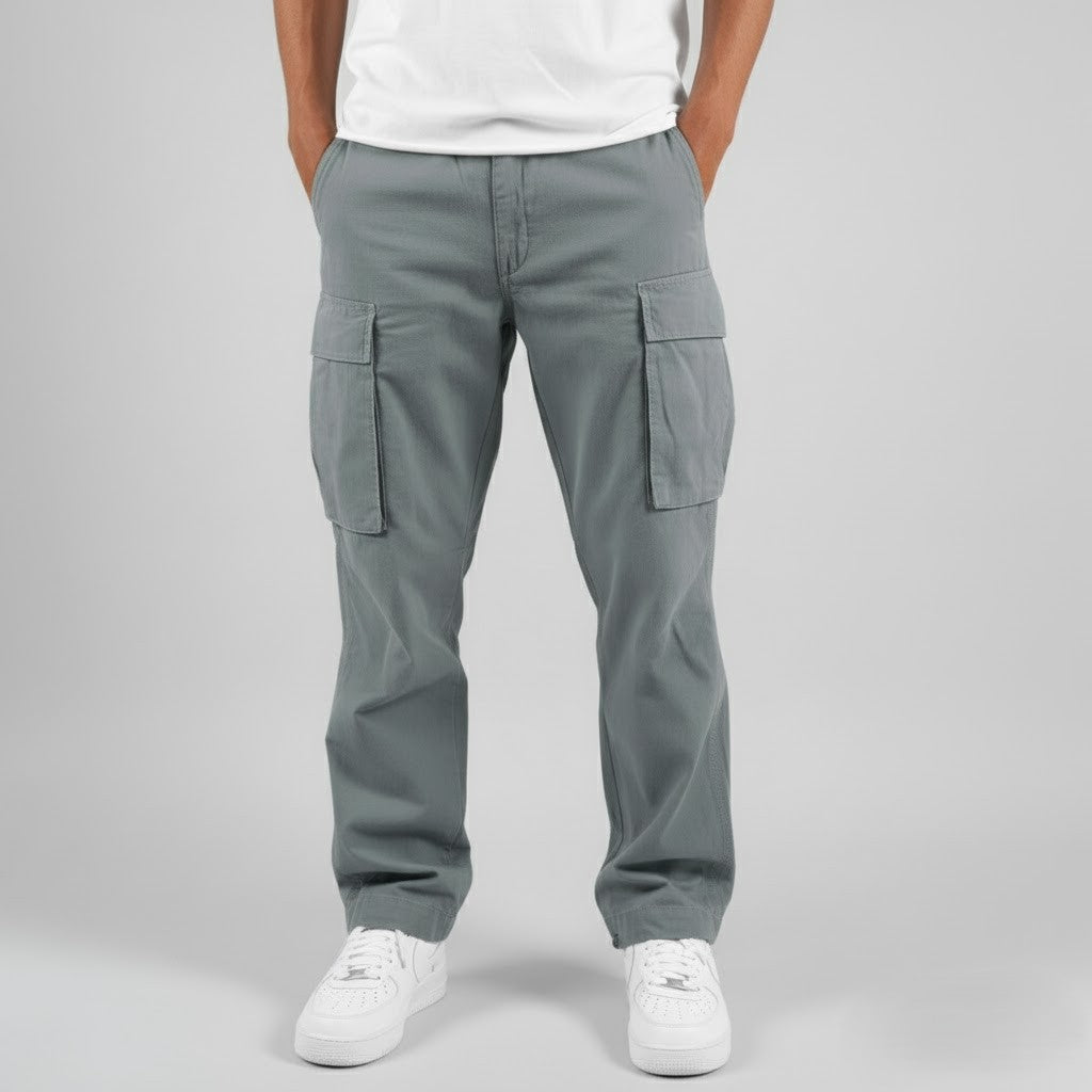 Homme Pantalon Cargo Relaxed Fit avec Poches Latérales
