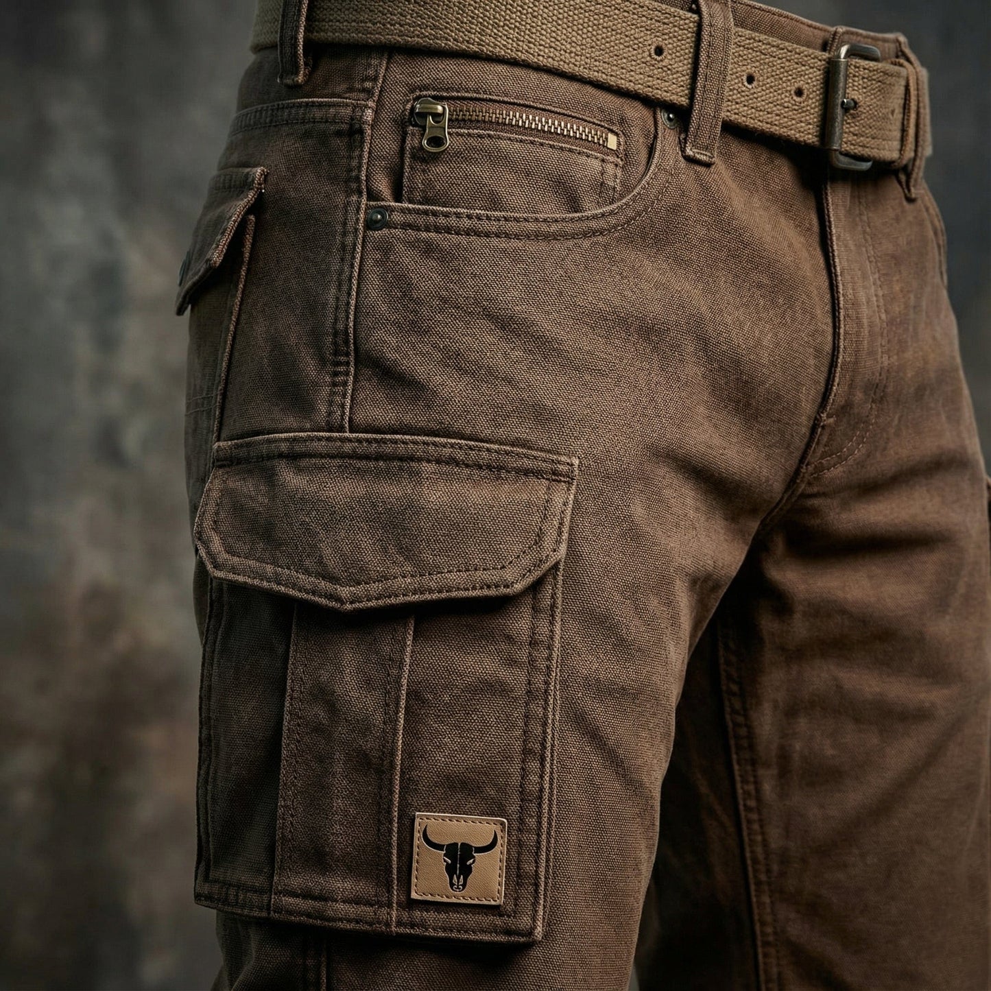 Homme Pantalon Cargo Slim avec Poches Latérales à Rabat