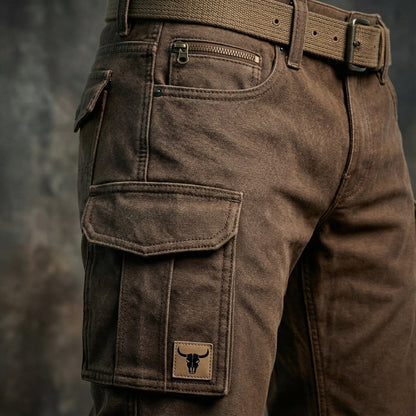 Homme Pantalon Cargo Slim avec Poches Latérales à Rabat