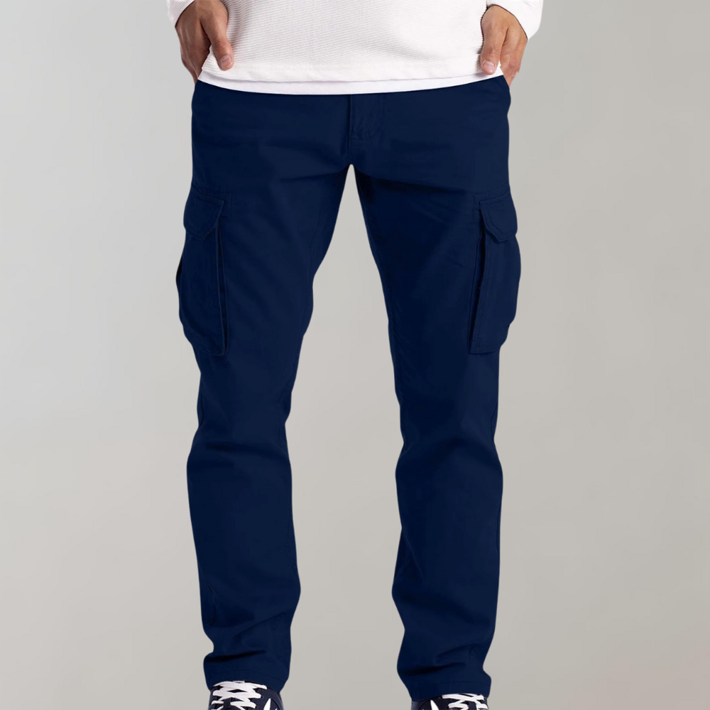 Homme Pantalon Cargo Slim Fit Fuselé avec Poches Latérales