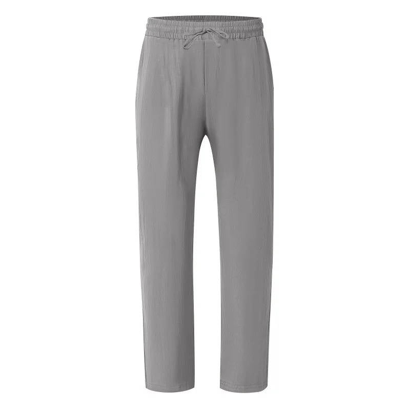 Homme Pantalon Casual Jambe Droite avec Ceinture Élastique et Cordon