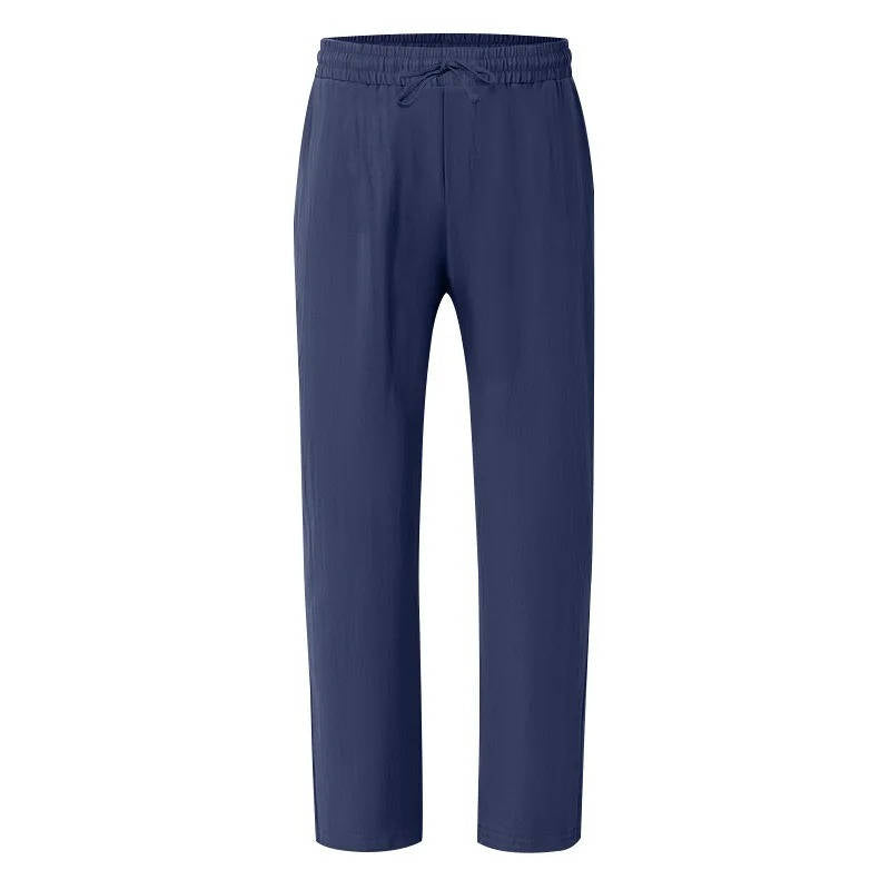 Homme Pantalon Casual Jambe Droite avec Ceinture Élastique et Cordon