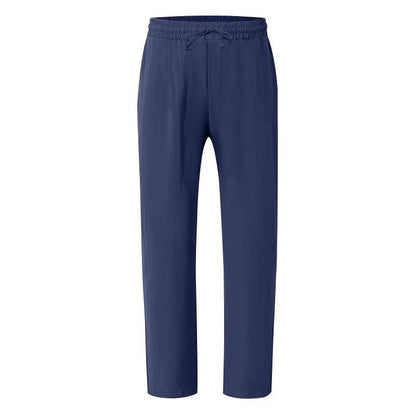 Homme Pantalon Casual Jambe Droite avec Ceinture Élastique et Cordon