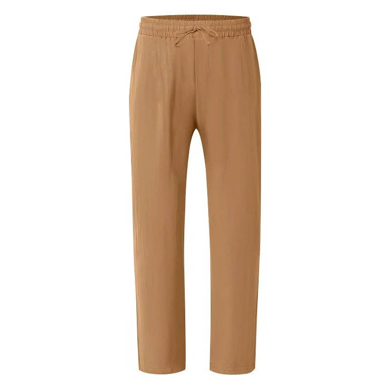 Homme Pantalon Casual Jambe Droite avec Ceinture Élastique et Cordon
