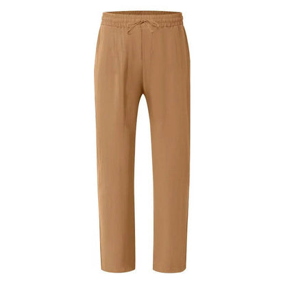 Homme Pantalon Casual Jambe Droite avec Ceinture Élastique et Cordon