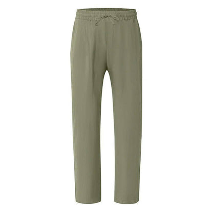 Homme Pantalon Casual Jambe Droite avec Ceinture Élastique et Cordon