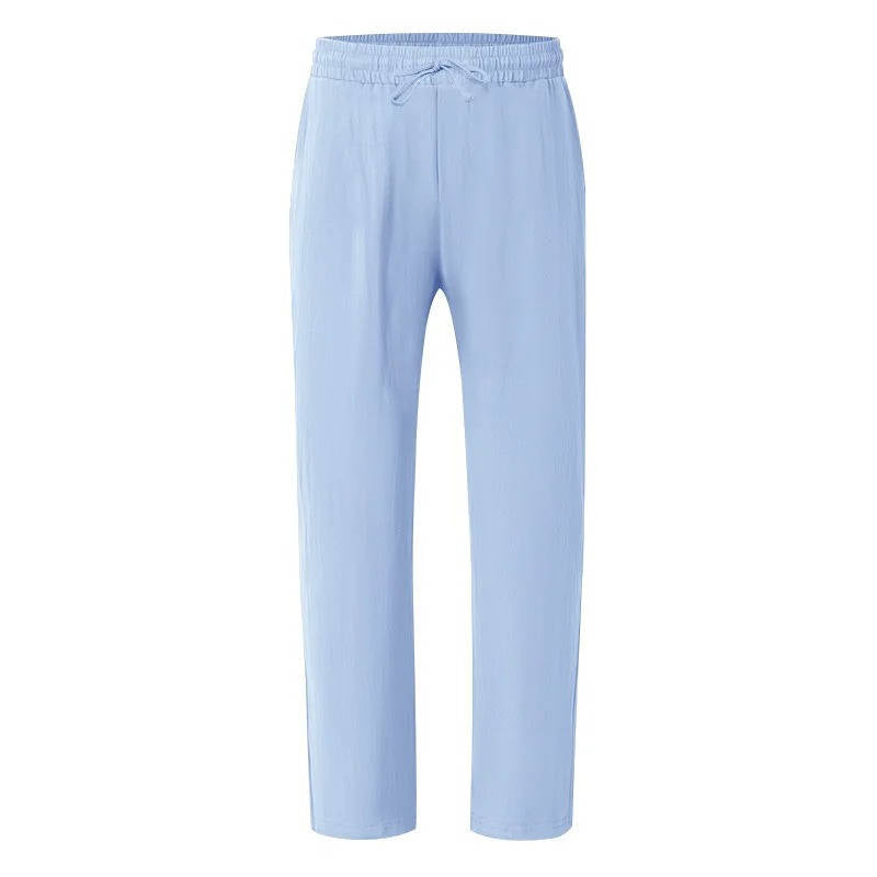 Homme Pantalon Casual Jambe Droite avec Ceinture Élastique et Cordon