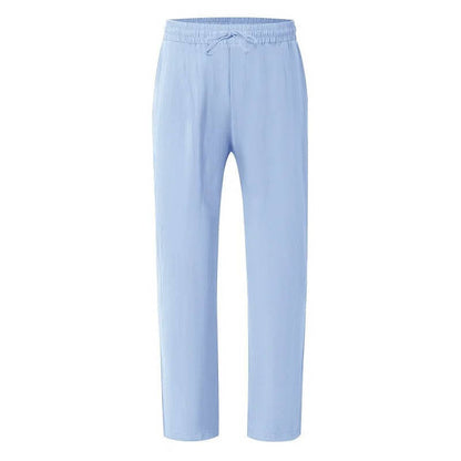 Homme Pantalon Casual Jambe Droite avec Ceinture Élastique et Cordon