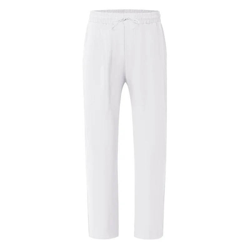 Homme Pantalon Casual Jambe Droite avec Ceinture Élastique et Cordon
