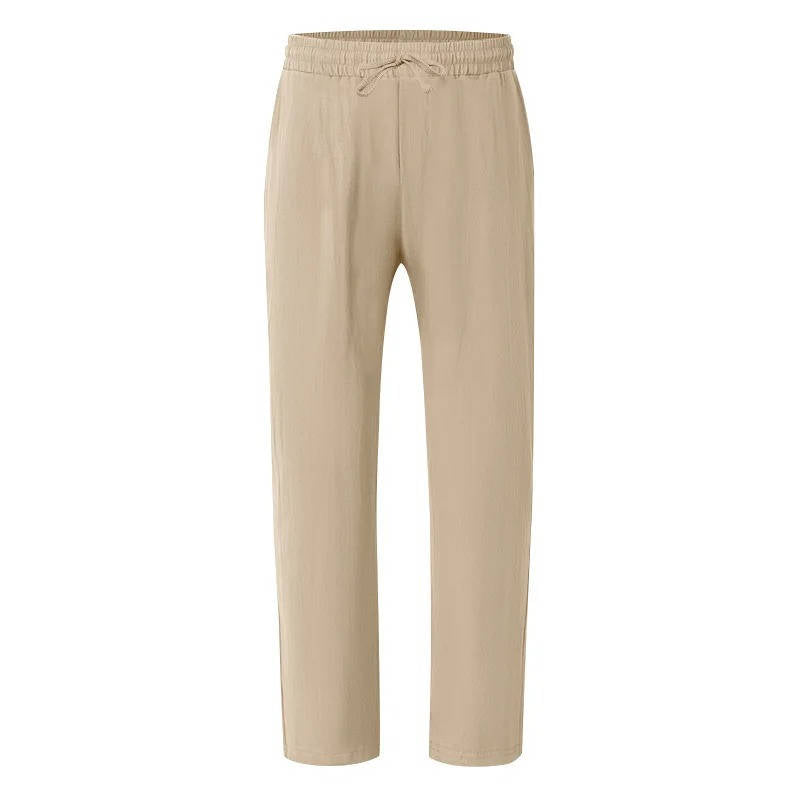 Homme Pantalon Casual Jambe Droite avec Ceinture Élastique et Cordon