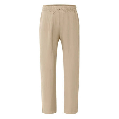 Homme Pantalon Casual Jambe Droite avec Ceinture Élastique et Cordon