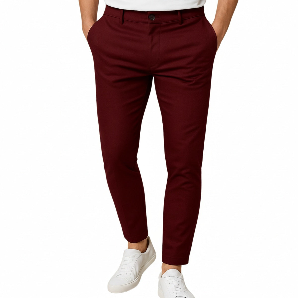 Homme Pantalon Chino Slim Fit à Taille Moyenne