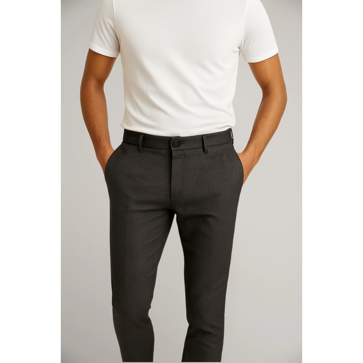 Homme Pantalon Chino Slim Fit à Taille Moyenne