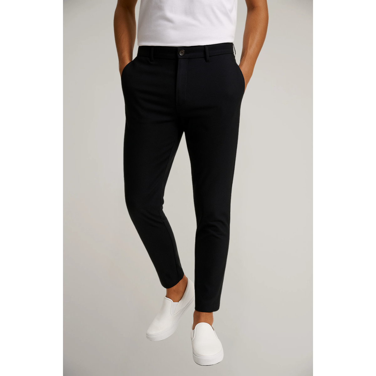 Homme Pantalon Chino Slim Fit à Taille Moyenne