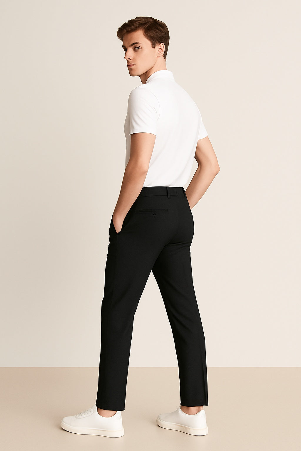Homme Pantalon Chino Slim Fit à Taille Moyenne