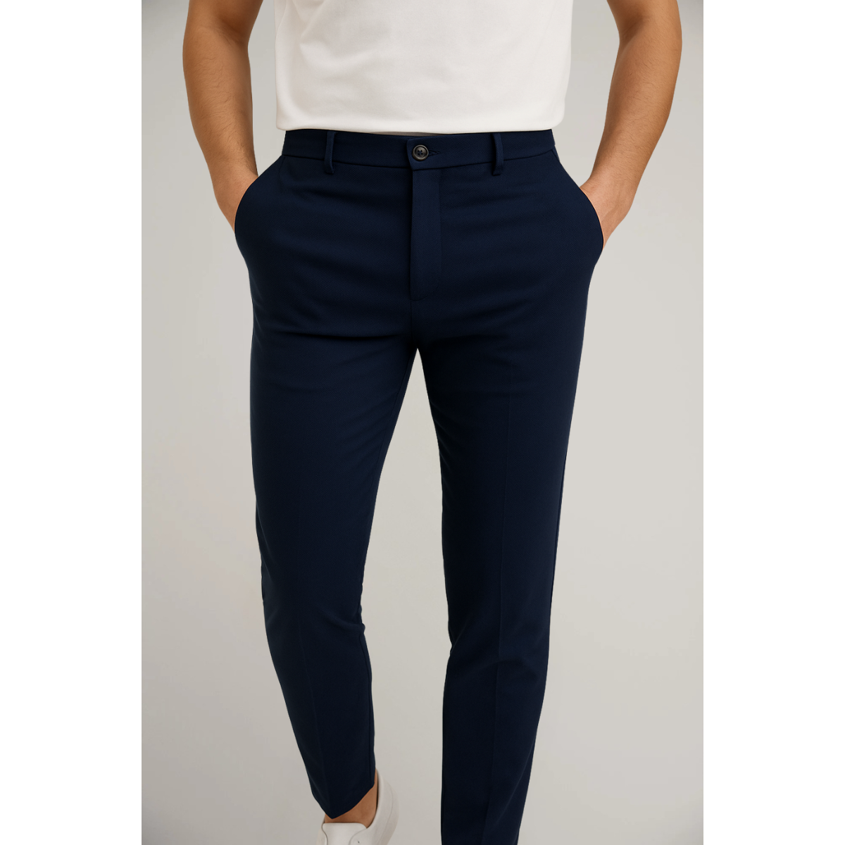 Homme Pantalon Chino Slim Fit à Taille Moyenne